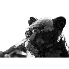 Drice Mosaic Black 24.25 In. X 10.25 In. Panther Glass Sculpture