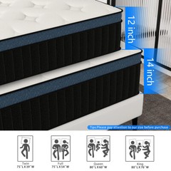 12″14″ Hybrid Mattress Memory Foam InnerSpring Twin Full Queen King Bed In a Box