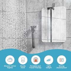 Shower Mirror Fogless, 7.8In x 9.8In Fogless Mirror for Shower, Shower Mirror