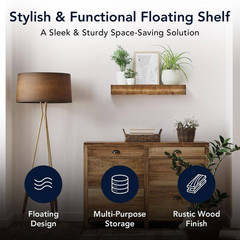 American Art Decor 24.25 In. W X 8.25 In. D Brown MDF Floating Wall Shelf Decora