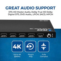 Orei 1×8 2.0 HDMI Splitter 8 Ports with Full Ultra HDCP 2.2, 4K at 60Hz(UHD-108)