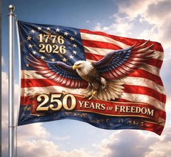 American Flag 1776-2026 Banner, Patriotic Eagle Flag Decor, 250 Years of Freedom