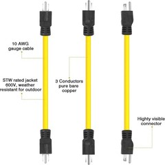3 Prong Plug 12AWG 125V Double Male Extension Cord For NEMA 5-15P to 5-15P