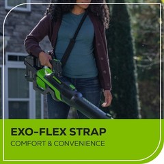 Greenworks 80V 800CFM Leaf Blower w/ 4Ah Battery 2A Charger & Shoulder Strap