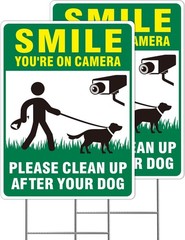 Clean UP After Your Dog Signs, 2-Pack 13″x10″ Double-Sided Pick Up After Your Do