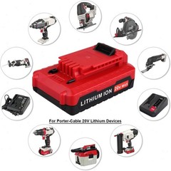 2PACK 8.0Ah Li-ion Battery / Charger for Porter Cable 20V MAX PCC685L PCC680L
