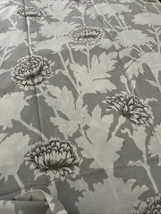 Pottery Barn Mum Gray White Floral Organic Cotton Duvet Cover King Pre-owned EC