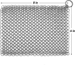 316L Stainless Steel Chainmail Scrubber 8×6 Cast Iron Pan Cleaner Rustproof