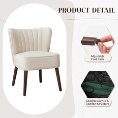 Mid-Century Modern Velvet Accent Chairs Set of 2 – Beige Wingback Design