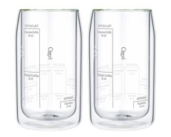 Moderna Artisan Series 15oz Double Wall Barista Coffee Glass [Set of 2 or 1]