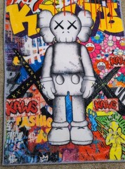 KAWS Street Art Graphic Area Rug Multicolor Rectangle for Any Room