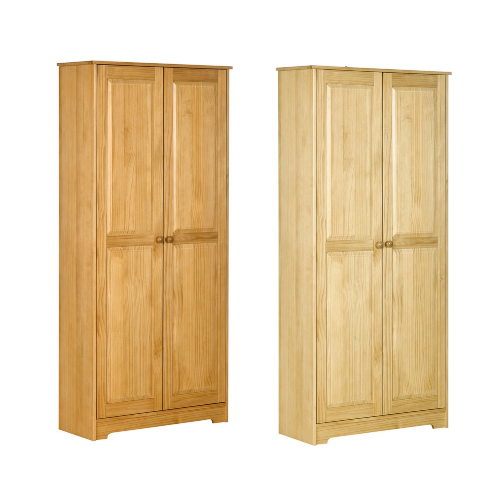 HOMCOM 67″ Pinewood Kitchen Pantry Storage Cabinet with 2 Doors