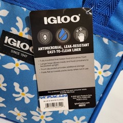 Igloo Tote Cooler 9 Can Bag Blue Soft Sided White Yellow Floral Pocket Insulated