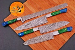 Custom Handmade CHEF KNIFE Set Kitchen Knives Cutlery Forged Damascus Steel 1232