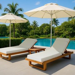 NAIZEA Chaise Lounge Cushions Outdoor Set of 2 Waterproof with Removable Cover