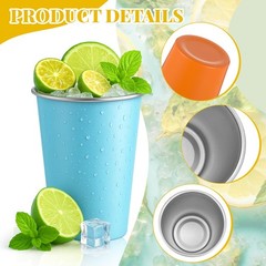 8 Pack Stainless Steel Cups 16 oz Pint Tumbler Colorful Stackable Pint Cups M…