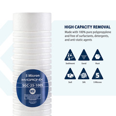 SGC-25-1005 Sediment Filter Grooved Cartridge 2.5″ x 10″ 5 micron –