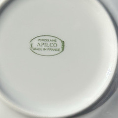 france 8-PC SET APILCO WHITE HEMSTITCH 4 CUPS + 4 MATCHING SAUCERS mugs BEADED