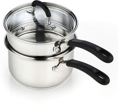Professional Double Boiler Saucepan 2-Quart, 18/10 Stainless Steel Steam Melt…