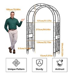 Metal Garden Arch with Ground Stakes Climbing Plant Trellis Wedding Frame Decor