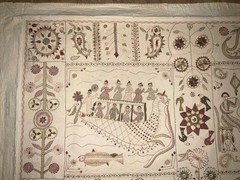 Lg Aarong Embroidered Tapestry Folk Art Bangladesh Pictorial Tapestry 31″ x 78″