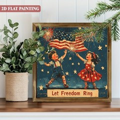 Let Freedom Ring Kids Fireworks Wooden Plaque 4th of July Patriotic Wall Decor