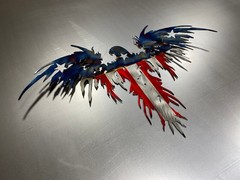 American Eagle Metal Wall Art, Heat Blued Steel Flag, Patriotic Decor