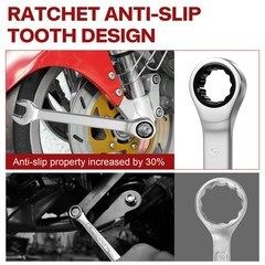 12Pc 8-19mm Metric Fixed Head Ratcheting Wrench Combination Spanner Tool Set