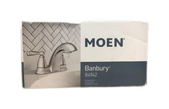 MOEN Banbury 4 in. Centerset Double Handle Low-Arc Bathroom Faucet in Chrome