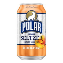 Polar Seltzer Water Georgia Peach, 12 fl oz cans, 18 12 Fl Oz (Pack of 18)
