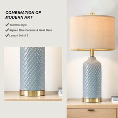 Luxurious 24.25” Energy Efficient LED Table Lamps Set in Blue for Cozy Spaces