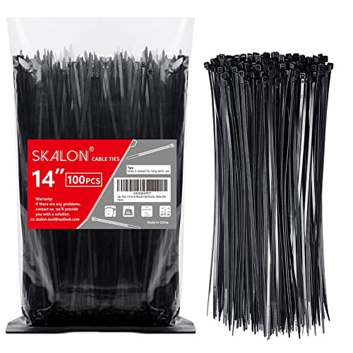 Zip Ties 14 inch (100 Pack), Black, 50lb Tensile Strength, UV 14″ (100 Pack)