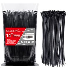 Zip Ties 14 inch (100 Pack), Black, 50lb Tensile Strength, UV 14″ (100 Pack)