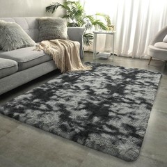 Modern Grey Tie-Dye Shag Area Rug (3×5) – Super Soft & Machine Washable