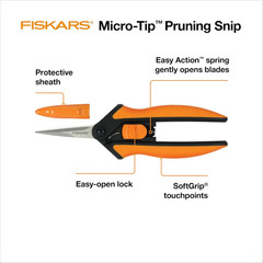 Fiskars 6″ Pruning Scissors for Flower Stems, Herbs, Buds, and Small Plants, Gar