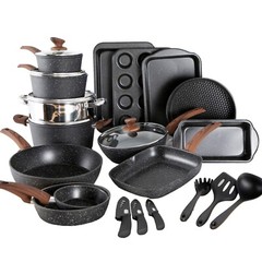 30 Piece Cookware Set Pots and Pans Set Kitchen Granite Non Stick Bakeware Set
