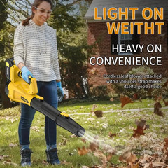 Cordless Leaf Blower 580CFM/160MPH & 6 Speed Levels Electric w/2 Batteries 4.0Ah