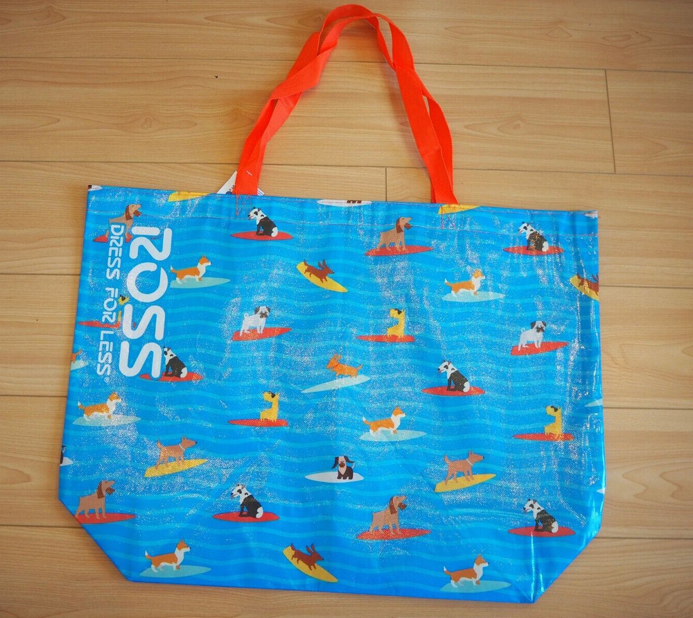 Dog & Puppies Surfing Blue Waves Surfboard Durable Reusable Grocery Shopping Bag