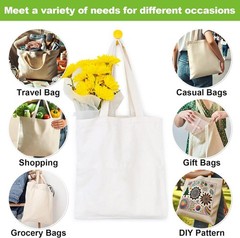 Canvas Tote Bag 4 Pack Reusable Cotton Shopping Bags Blank DIY Craft Tote Market