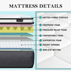10″12″14″ Gel Memory Foam Mattress Innerspring Twin Full Queen King Bed in A Box