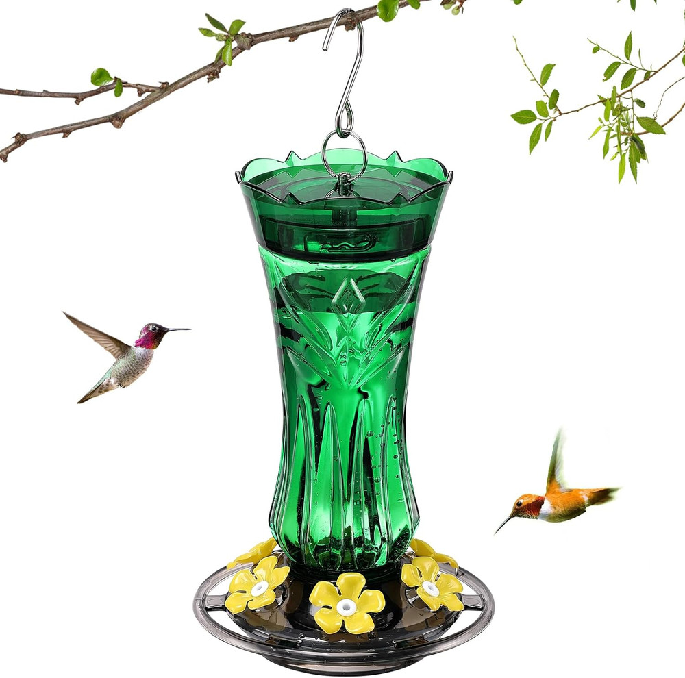 Charming Green 18 OZ Hummingbird Feeder with 6 Feeding Ports & Built-in Ant Moat