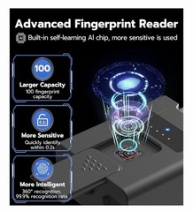 Rechargeable Smart Fingerprint Door Lock Keyless Padlock Anti-theft Security