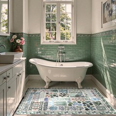 Floral Boho Beige Washable 3×5 Bathroom Entrance Rugs Indoor, Non Slip Flower…