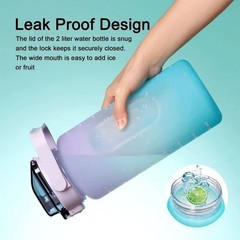 2 Liter Large Capacity Sports Water Bottle Leak Proof Colorful Plastic Cup Drink