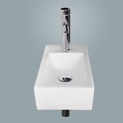 Wall Mount Bathroom Corner Sink Ceramic Vessel Small Sink w/ Faucet Drain White