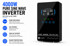 SUMRY 4000W 24V Hybrid Solar Inverter 140A MPPT Pure Sine Wave 120V AC