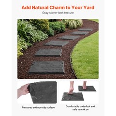Decorative Stepping Stones with Stakes 4Pcs 15.5×15.5 in Walkway Pavers Grey