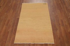 Versatile Gabbeh Solid Design Peach Wool Modern Foyer Rug Ideal for Any Room 3×4