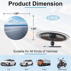 Car Blind Spot Mirror, HD Glass Wide Angle Side Rear View Mirror, round Stick-On