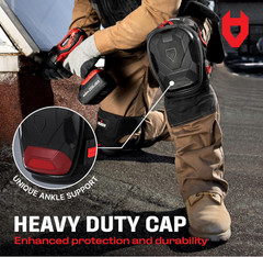 Work Knee Pads w/ Ankle Support, Gel Cushion, Anti-Slip Cap & Reinforced Straps
